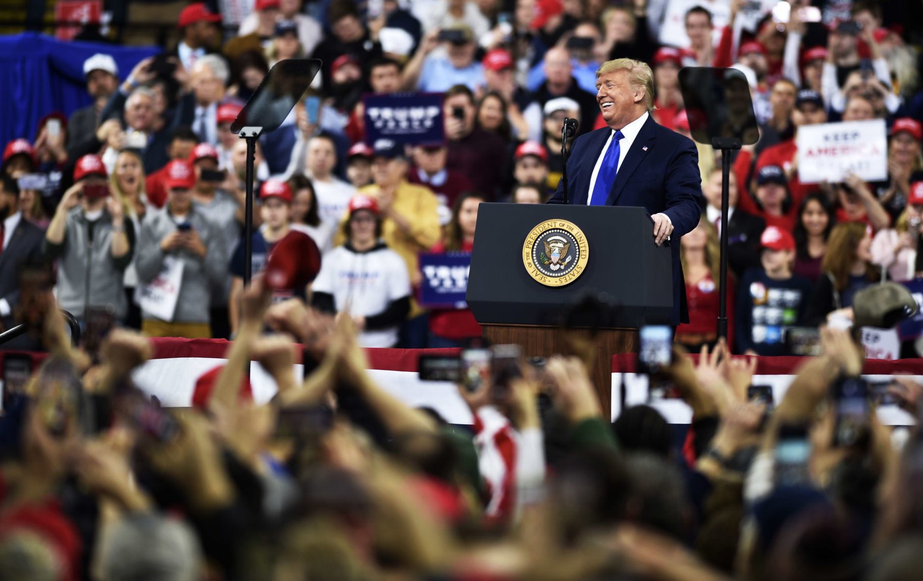 Donald Trump with a big smile in Milwaukee